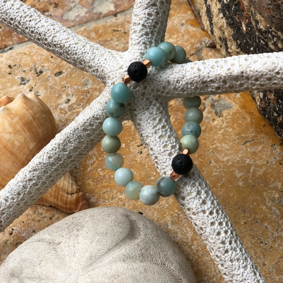 Jewelry - Hand made real lava and gemstone bracelets .